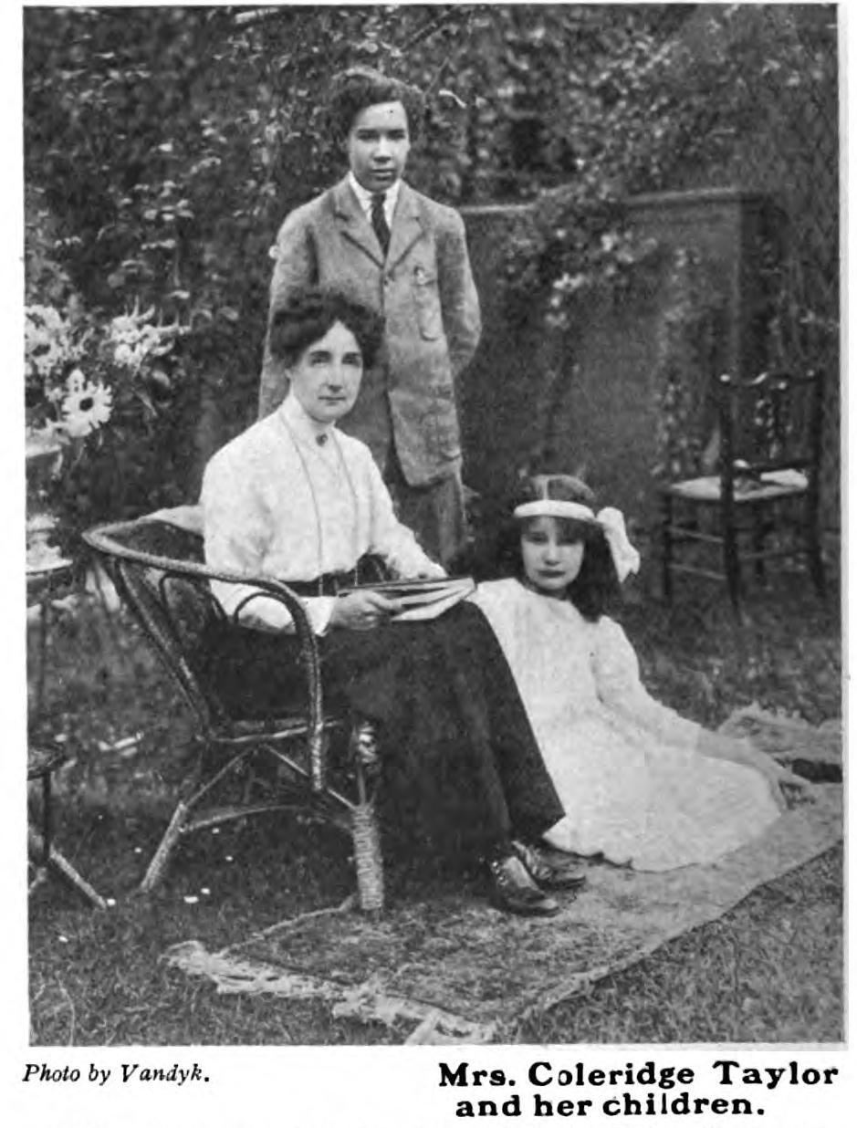 Jessie Coleridge-Taylor photographed with her children in 1915, Avril seated beside her mother
