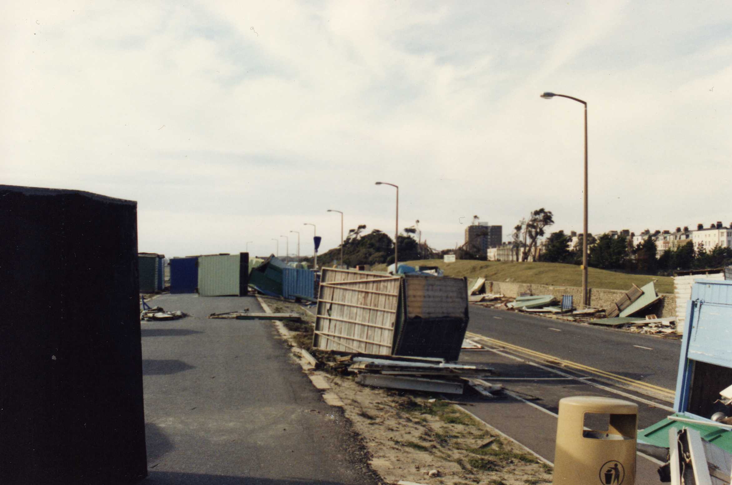 Littlehampton seafront on the morning of 17 October 1987 — the Sussex coast after the Great Storm