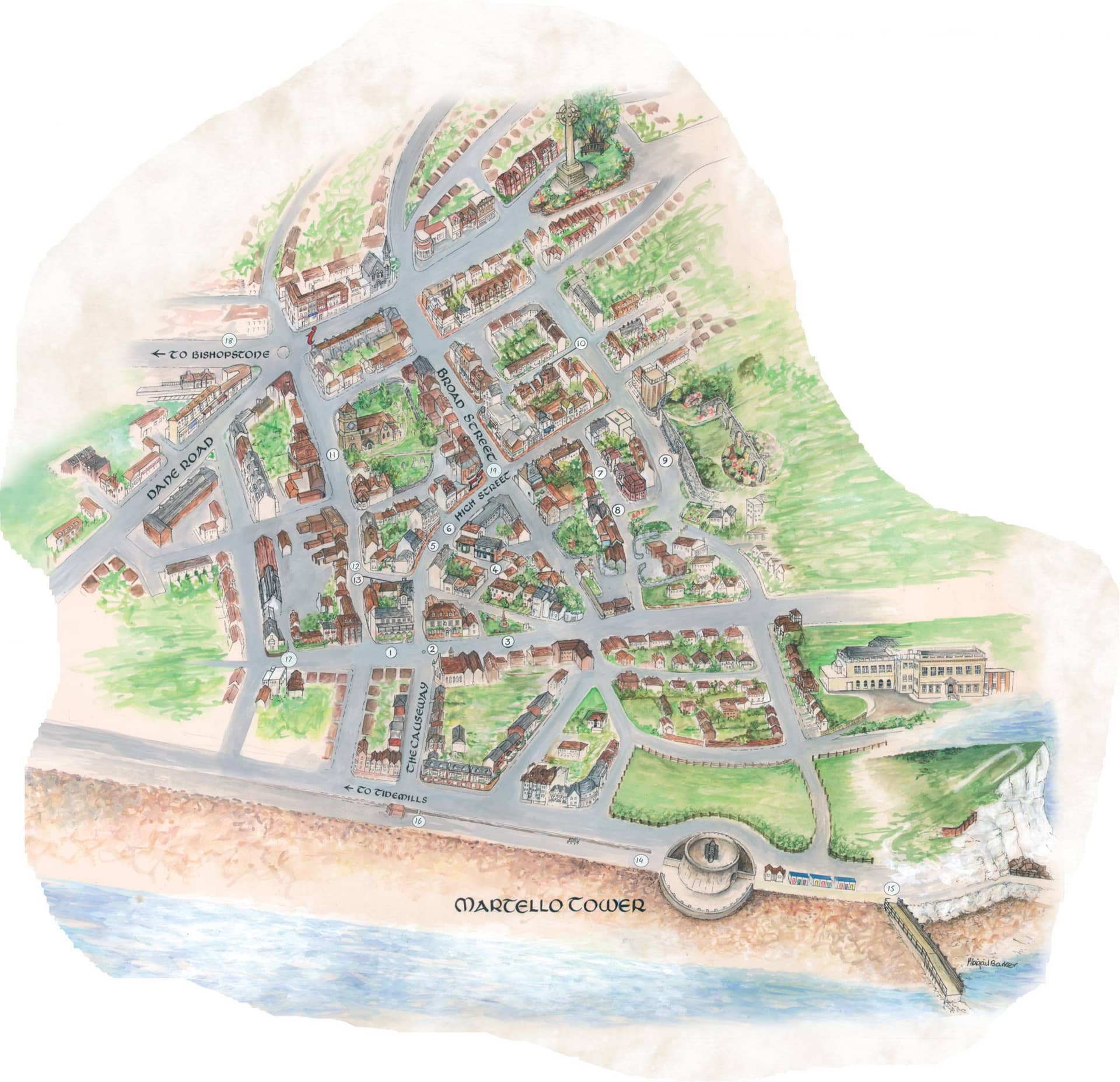 Seaford Heritage Trail map showing the route past Martello Tower No. 74