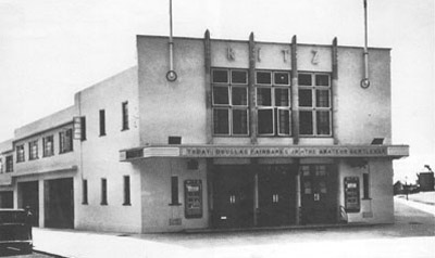 The Ritz cinema in Seaford with its art deco facade and Douglas Fairbanks on the marquee